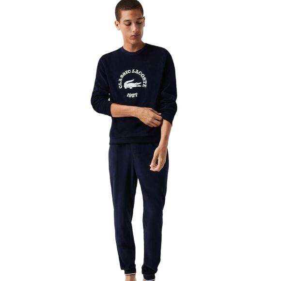 NWT Lacoste Men’s Regular Fit Terrycloth Lounge Sweatshirt Blue Size Medium - Picture 2 of 16